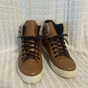 Topshop Men's Size 5 Brown High Top Sneakers Faux Leather‎